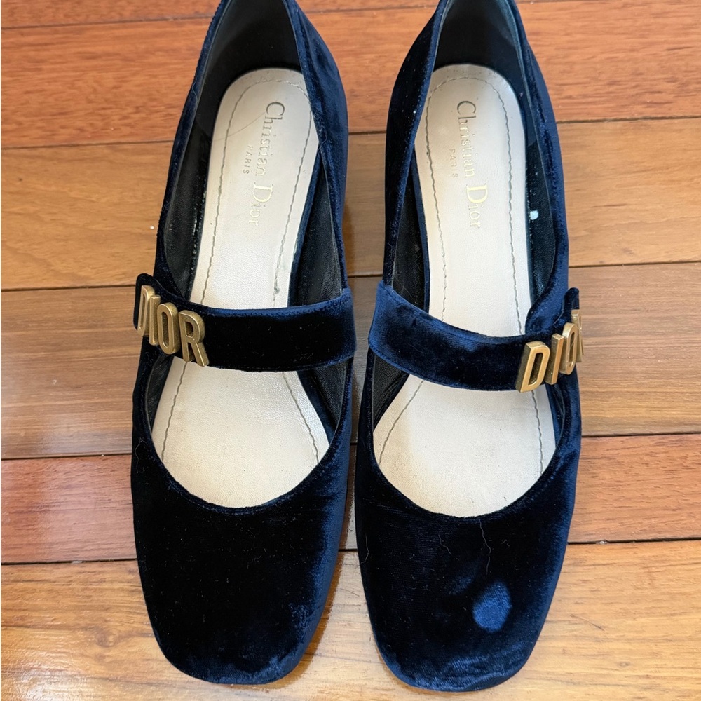 Dior Baby-D Women's Navy Velvet Shoes